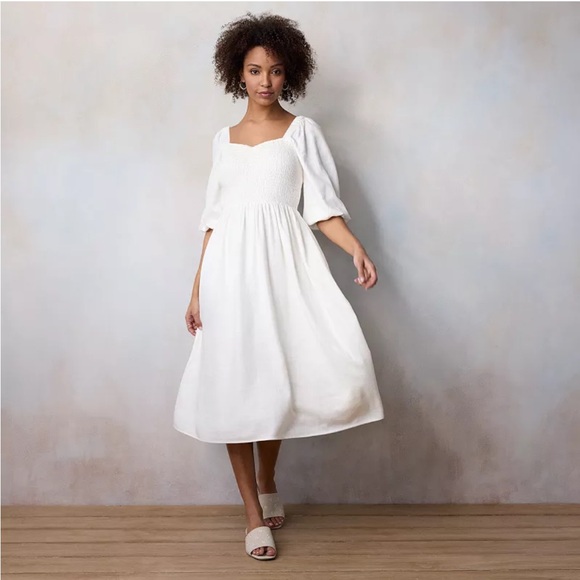 NWT Lauren Conrad White Midi Dress - Picture 4 of 4